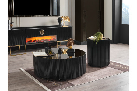 Mendy Siyah/Gold 2li Middle Coffe Table Mendy Siyah/Gold 2li Middle Coffe Table