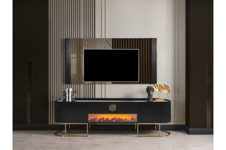 Mendy Siyah/Gold TV Stand