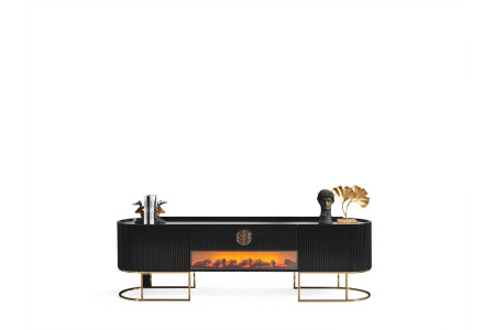 Mendy Siyah/Gold TV Stand