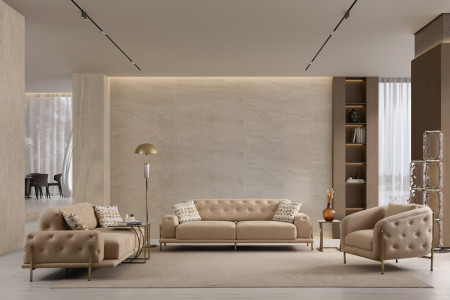 Eos Kapitoneli Sofa Set 3+3+1